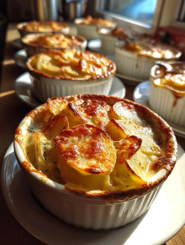 Mini Gratins Aux Œufs, Pommes De Terre Et Fromage d