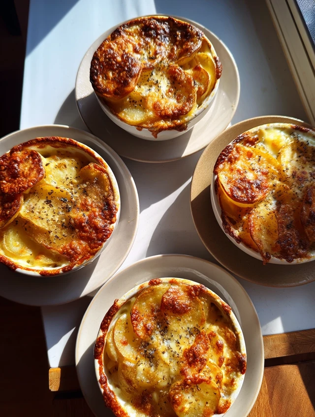 Mini Gratins Aux Œufs, Pommes De Terre Et Fromage d