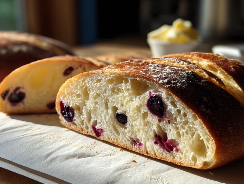 Pain moelleux au lait condensé et myrtilles fait maison
