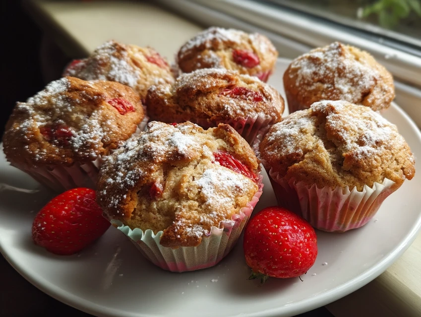 Petits gâteaux à la banane et aux fraises faits maison