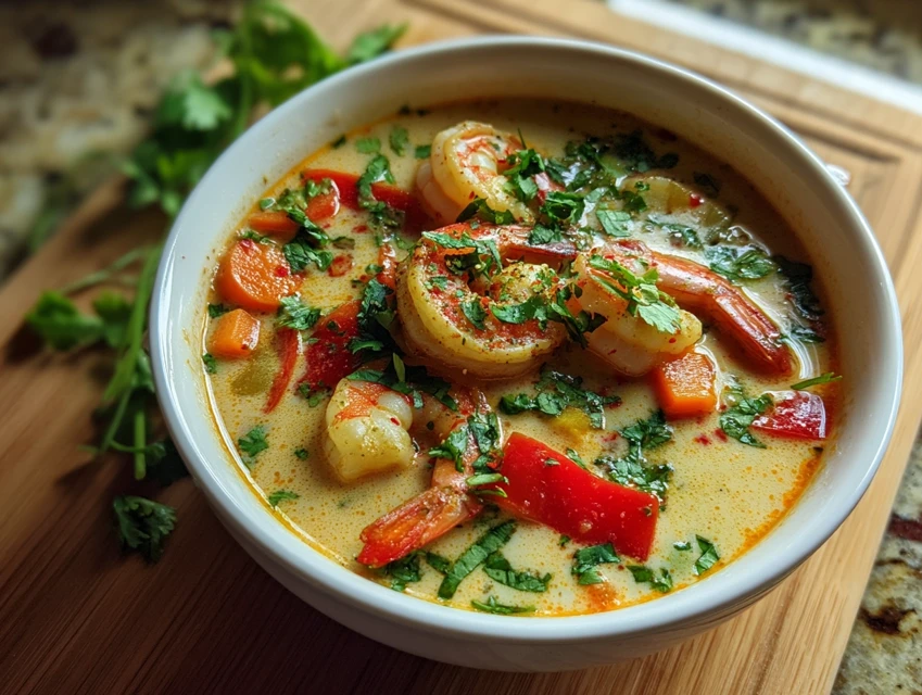 Soupe Épicée Au Lait De Coco Et Crevettes