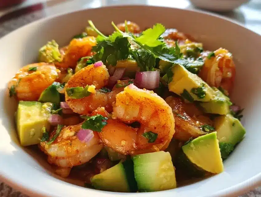Salade de crevettes et avocat fraîcheur citronnée (recette rapide et saine)