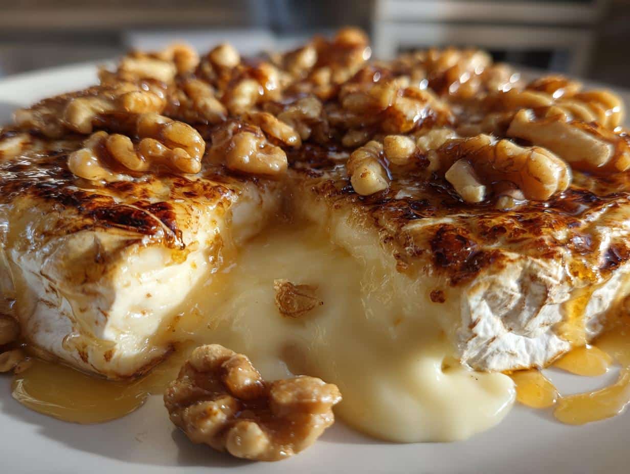 Brie au four miel et noix