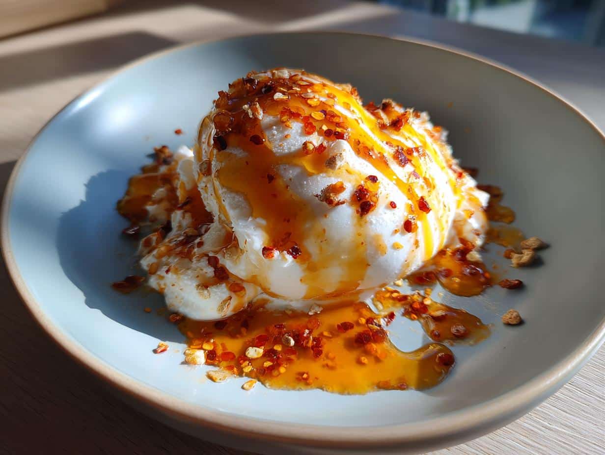 Burrata au miel épicé