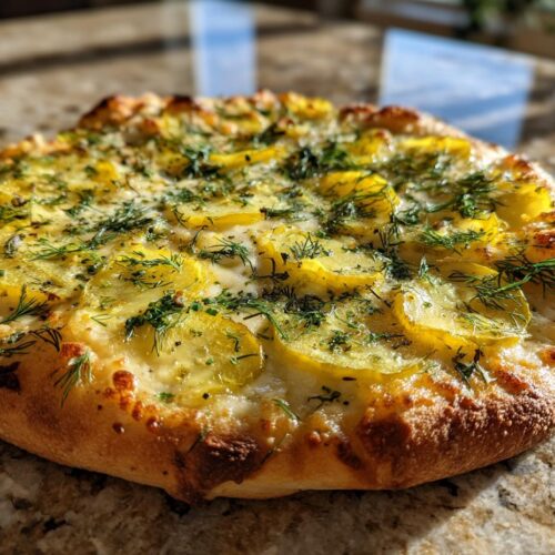 Pizza aux cornichons et aneth