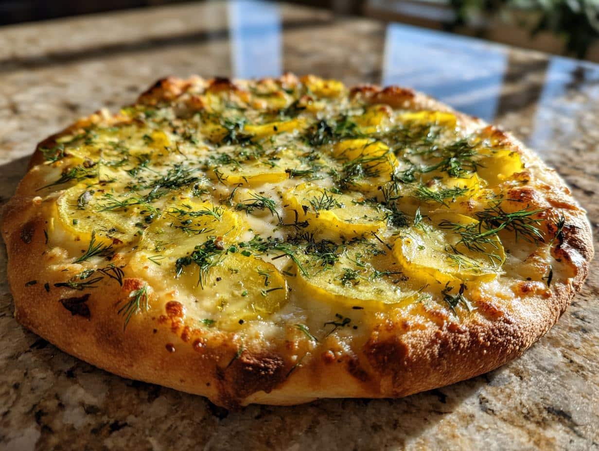 Pizza aux cornichons et aneth