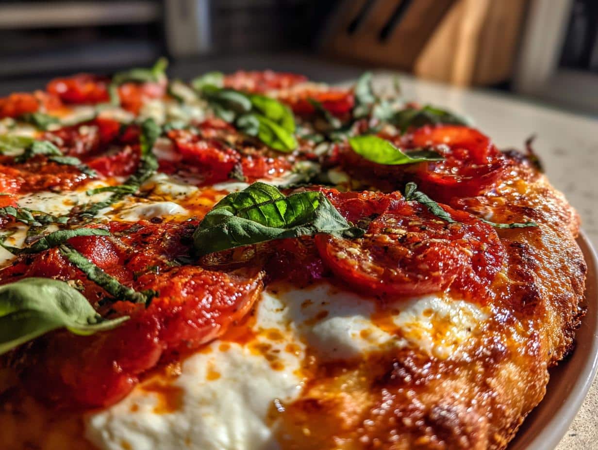 Pizza margherita au miel piquant