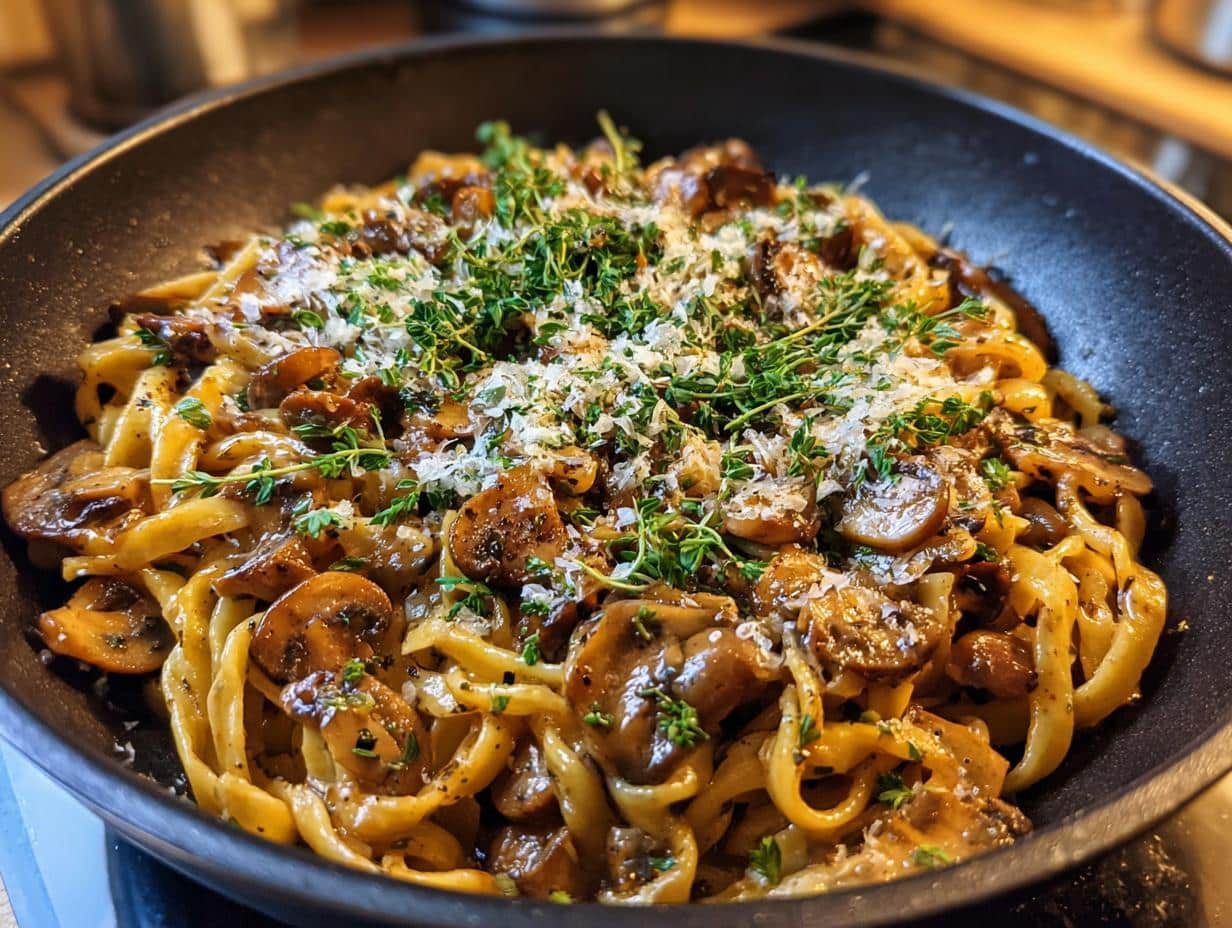 Pâtes one-pot champignons