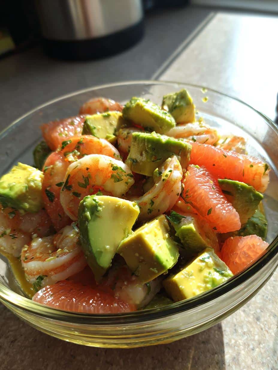 Salade avocat-crevettes-pamplemousse - detail 1