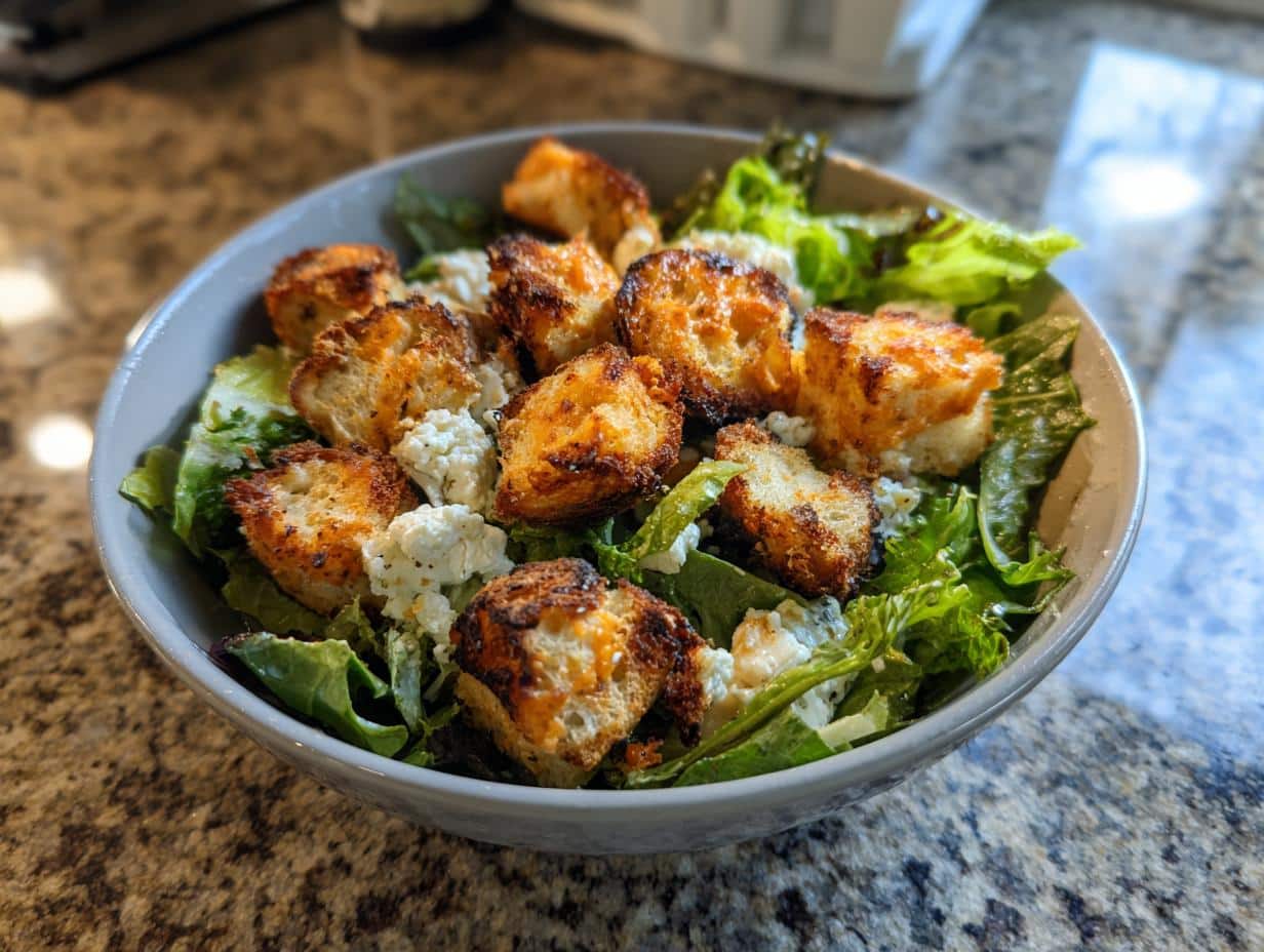 Salade chèvre chaud croûtons