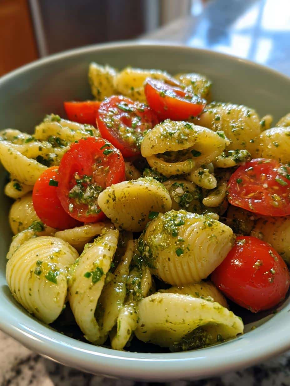 Salade pâtes pesto-tomates - detail 1