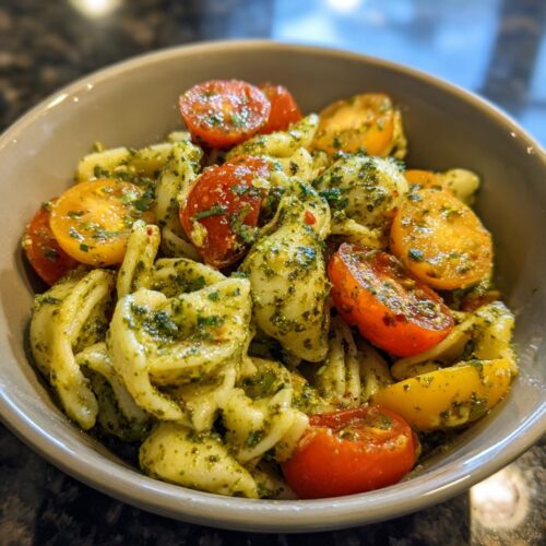 Salade pâtes pesto-tomates