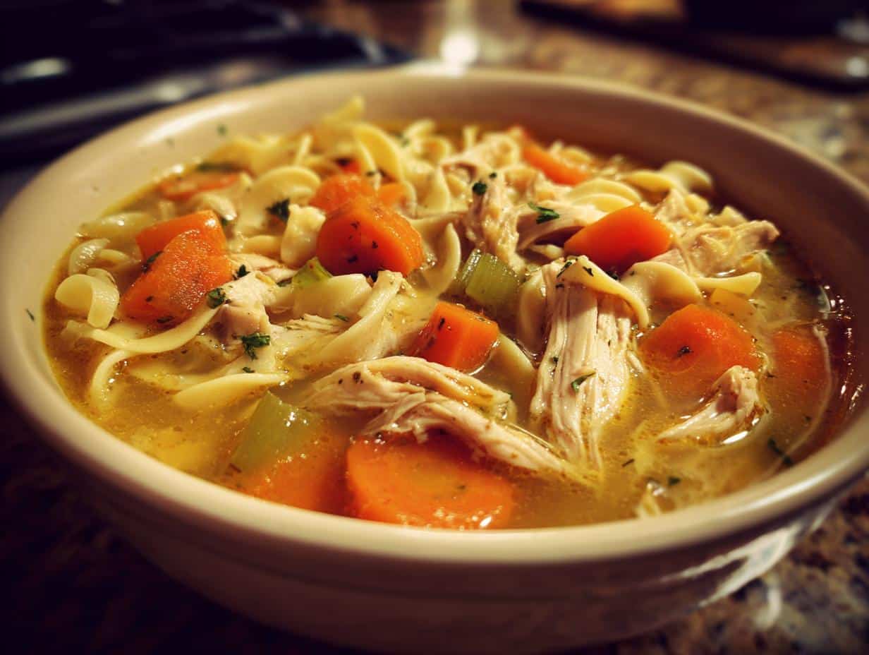 Soupe poulet nouilles réconfortante