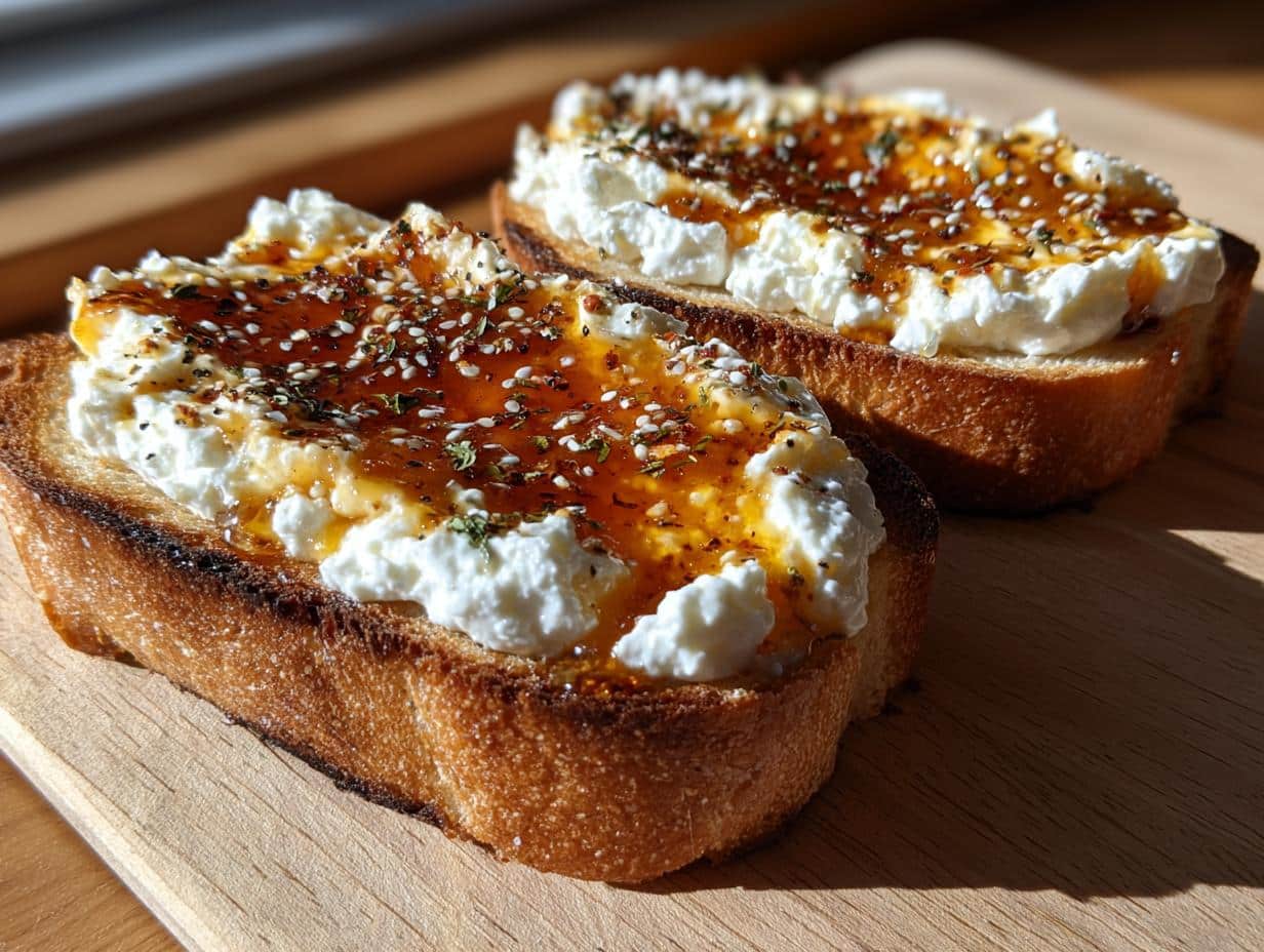 Toast ricotta et miel piquant