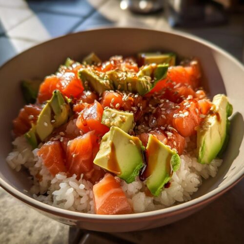 Bol de riz saumon avocat