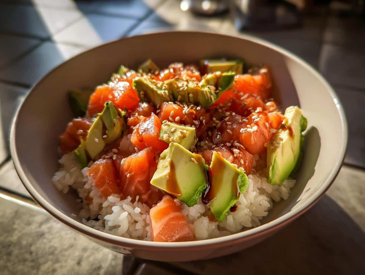 Bol de riz saumon avocat