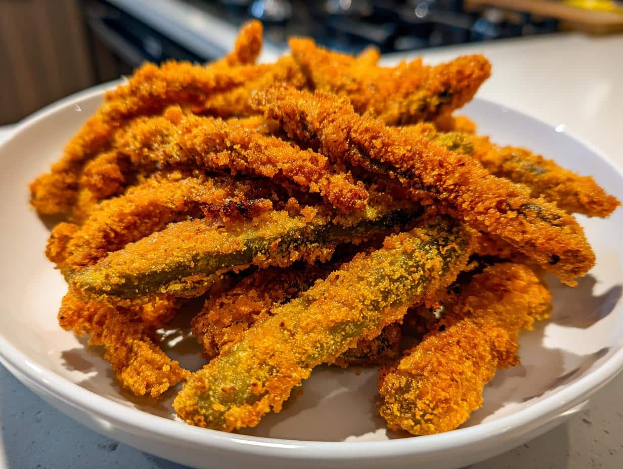 Bâtonnets de cornichons panés