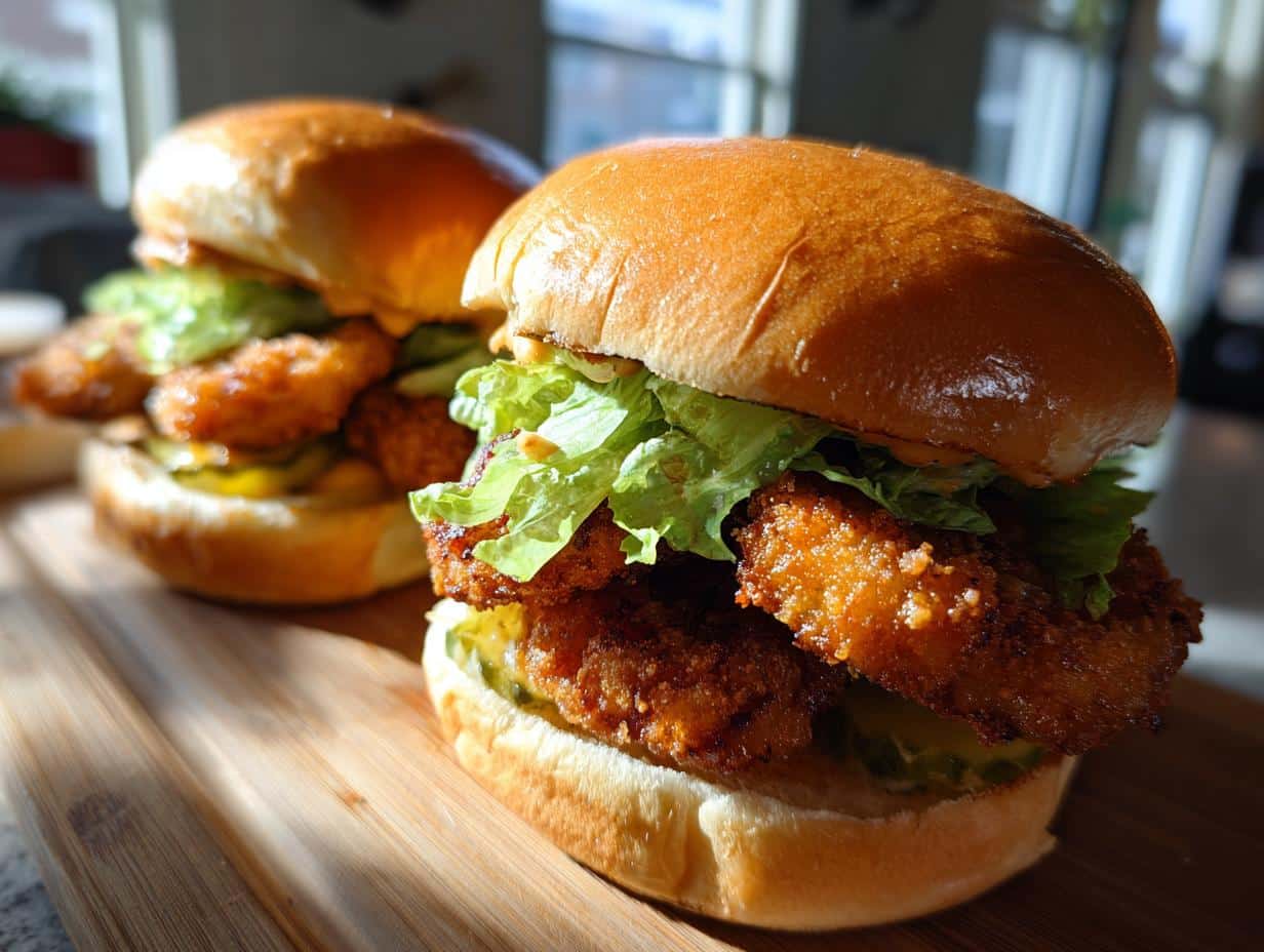 Burger végétarien aux cornichons frits