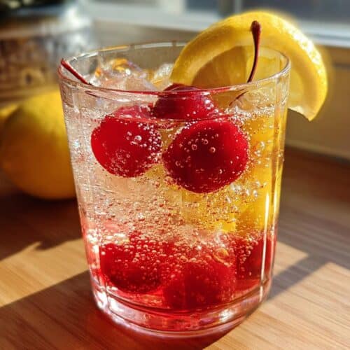 Cocktail sans alcool cerise-citron pétillant