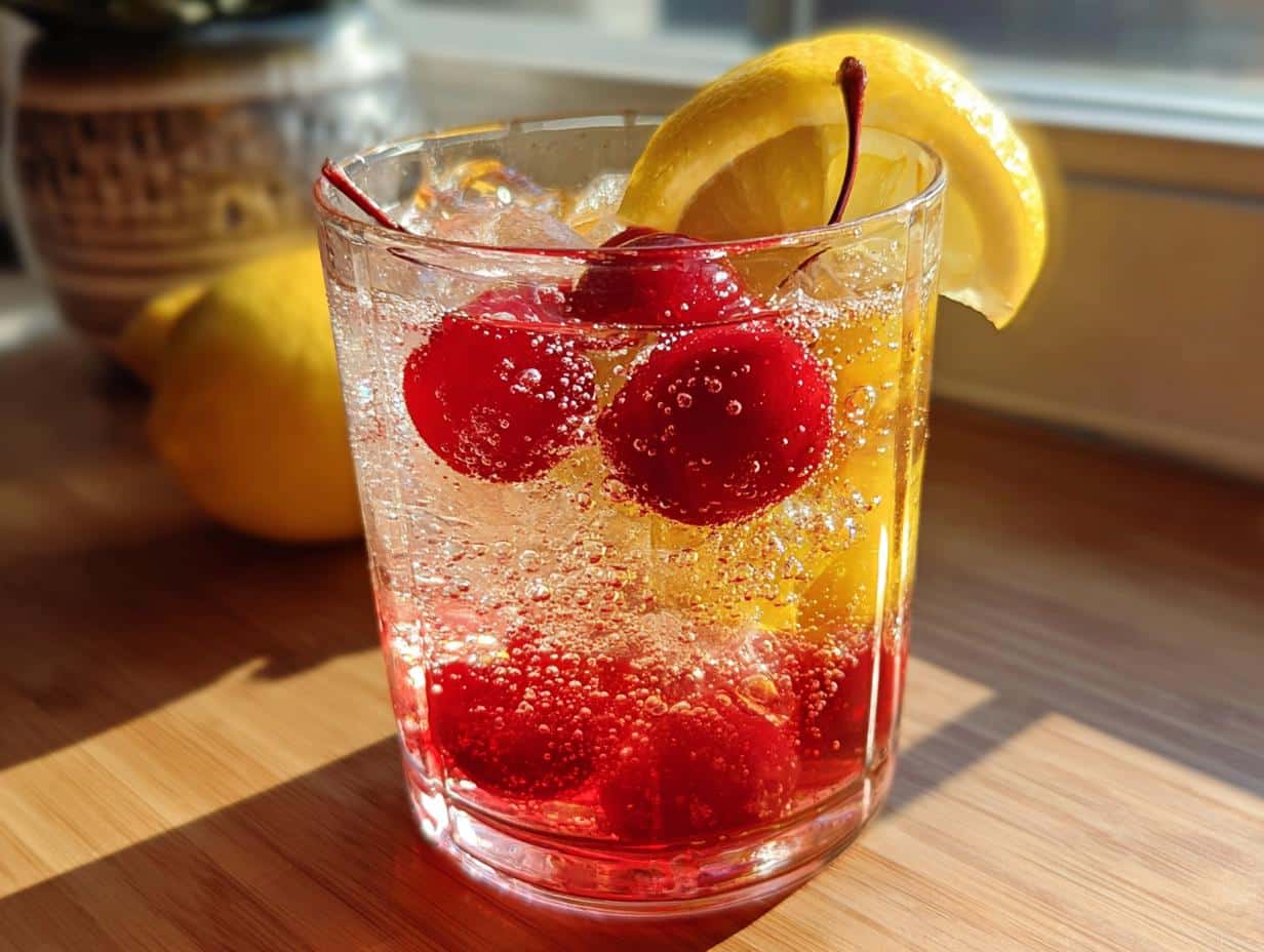 Cocktail sans alcool cerise-citron pétillant
