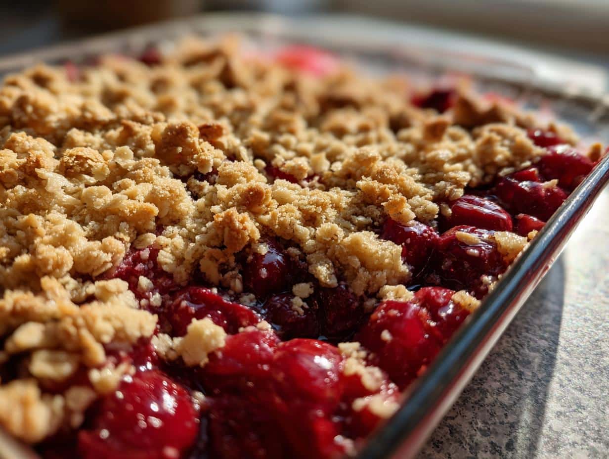 Crumble aux cerises et flocons d'avoine