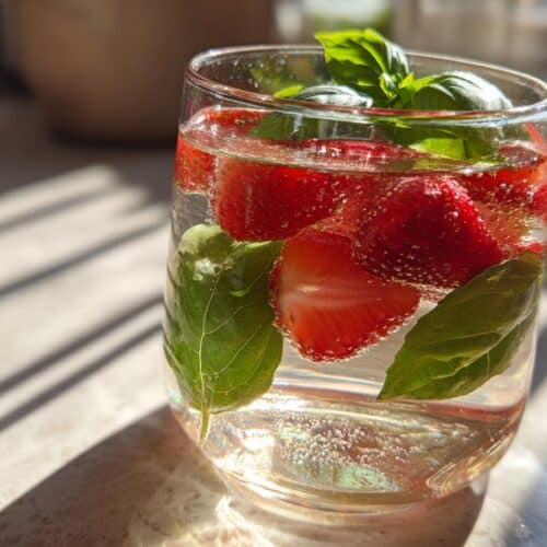 Eau détox fraise-basilic