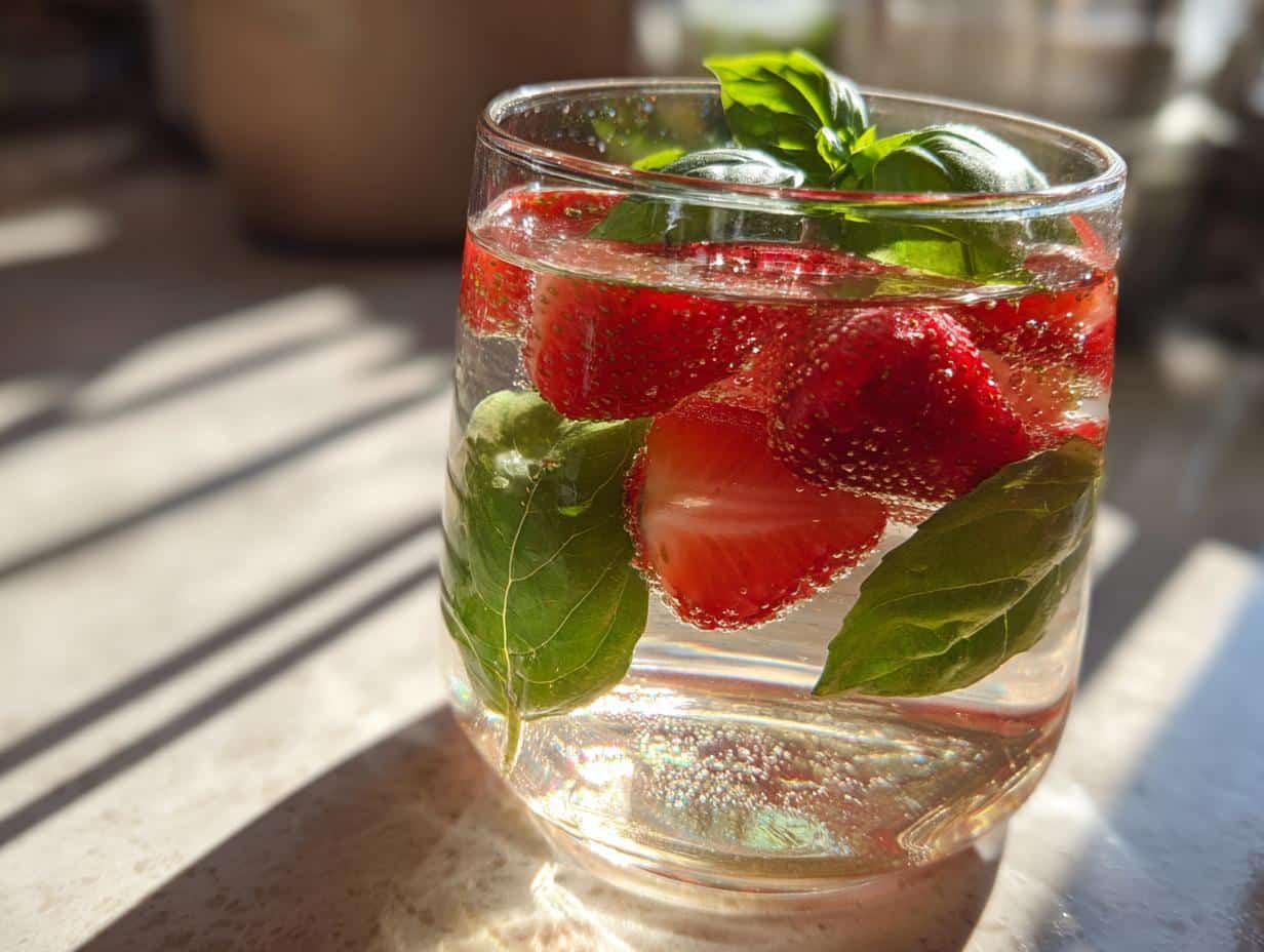 Eau détox fraise-basilic