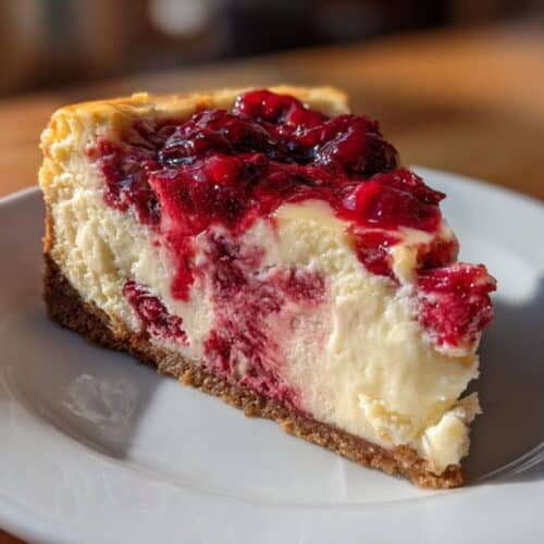 Gâteau au fromage marbré aux cerises