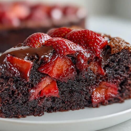 Gâteau renversé Nutella-fraise