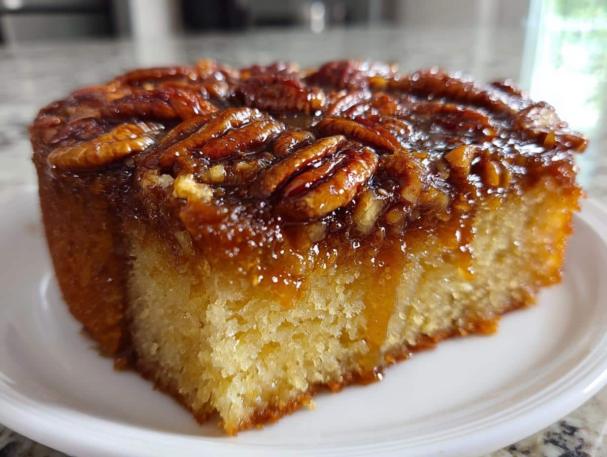 Gâteau renversé caramel-noix de pécan
