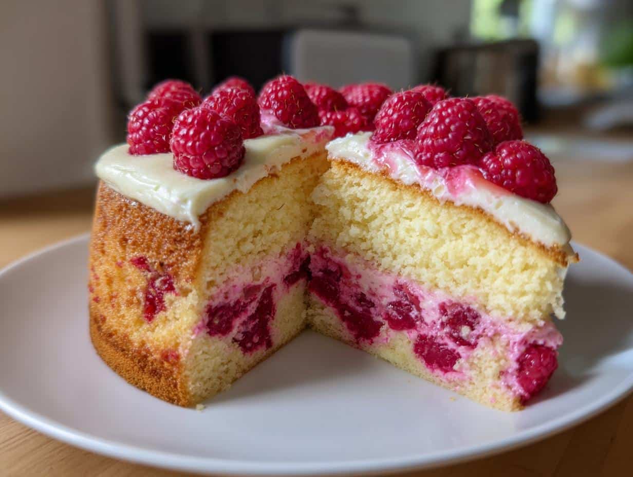 Gâteau renversé framboise-chocolat blanc