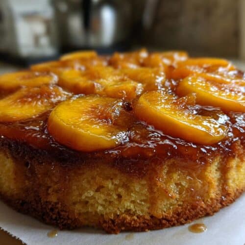 Gâteau renversé pêche-amande