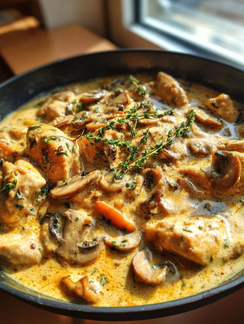 Poulet à la crème et champignons - detail 1