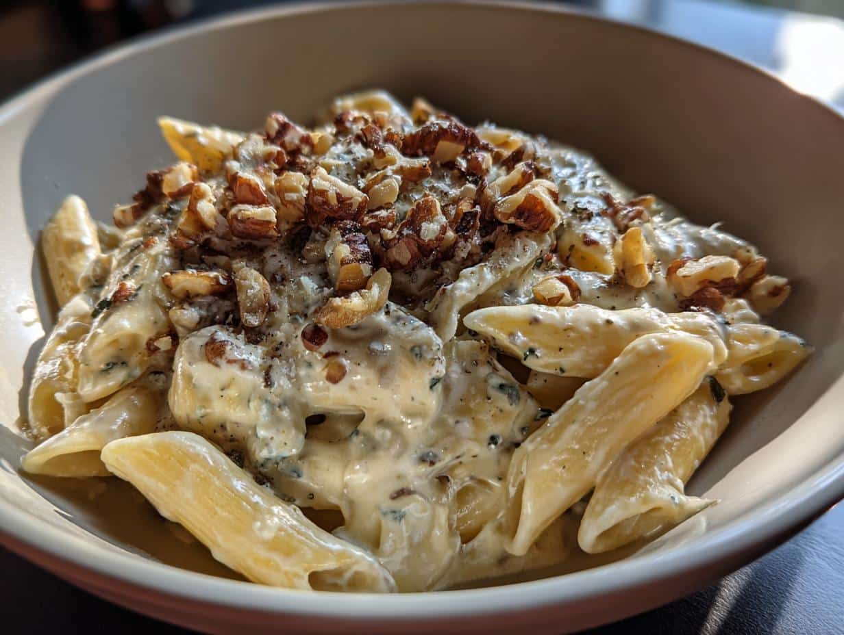 Pâtes au gorgonzola et noix