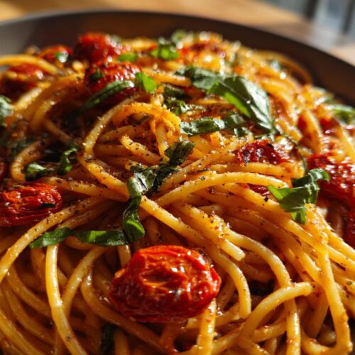 Pâtes aux tomates rôties