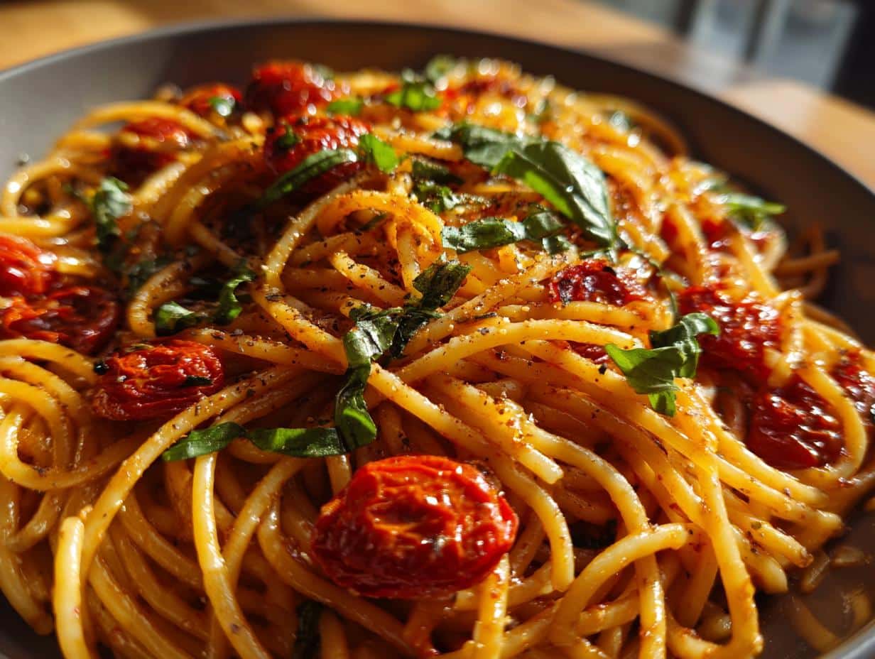 Pâtes aux tomates rôties