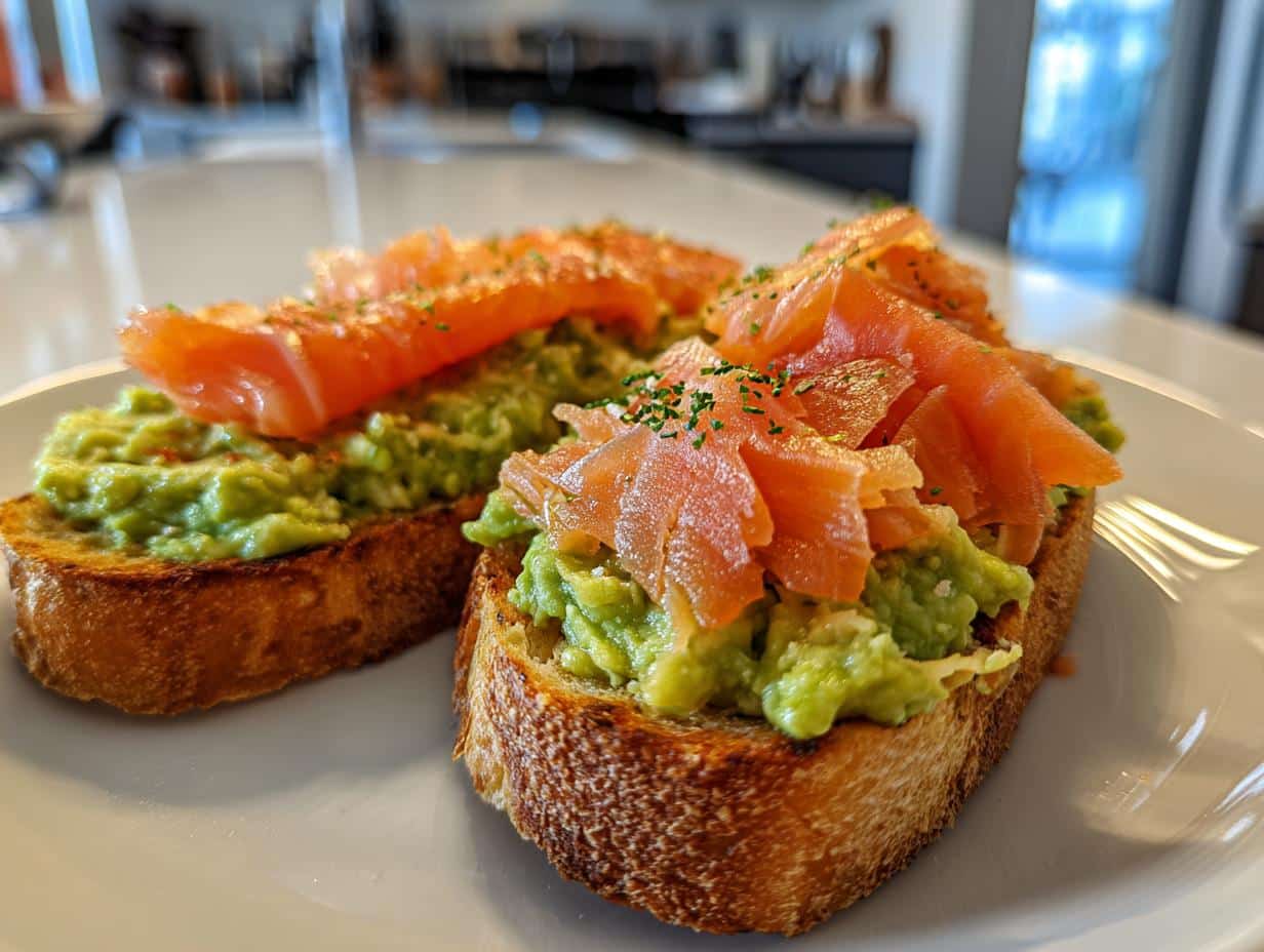 Toast à l'avocat et saumon fumé