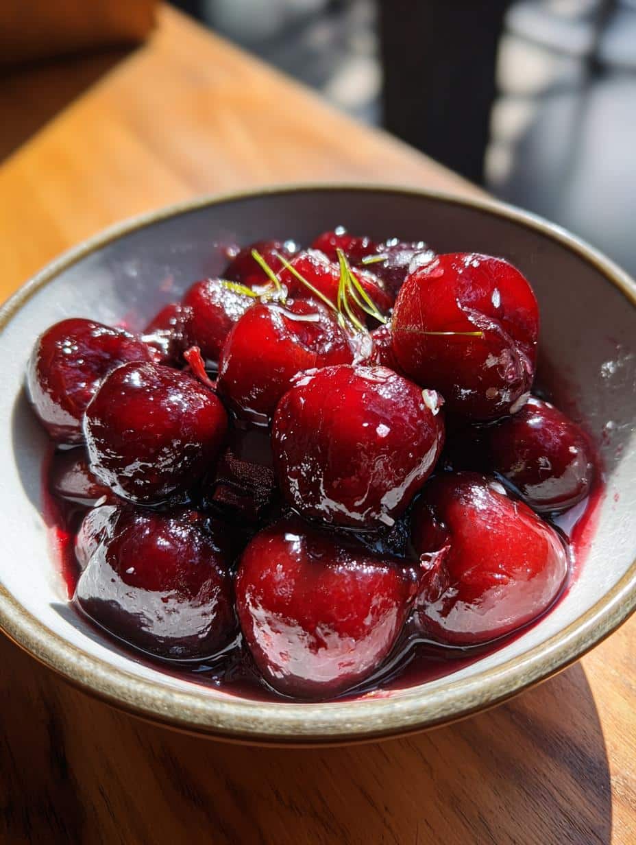 Cerises pochées à la vanille