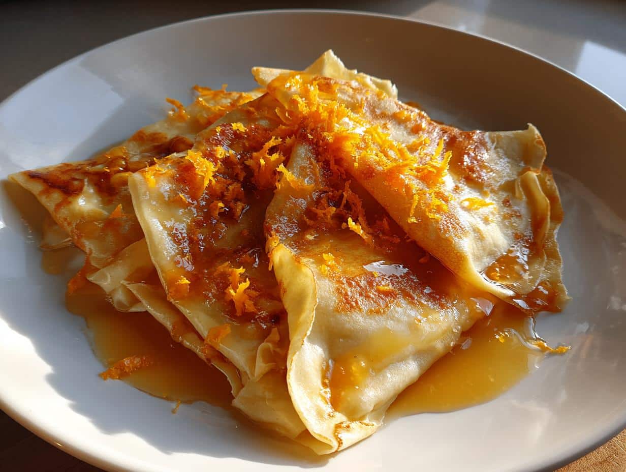 Crêpes Suzette flambées (sans alcool)
