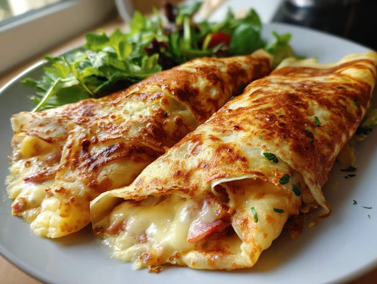 Crêpes fourrées jambon-fromage