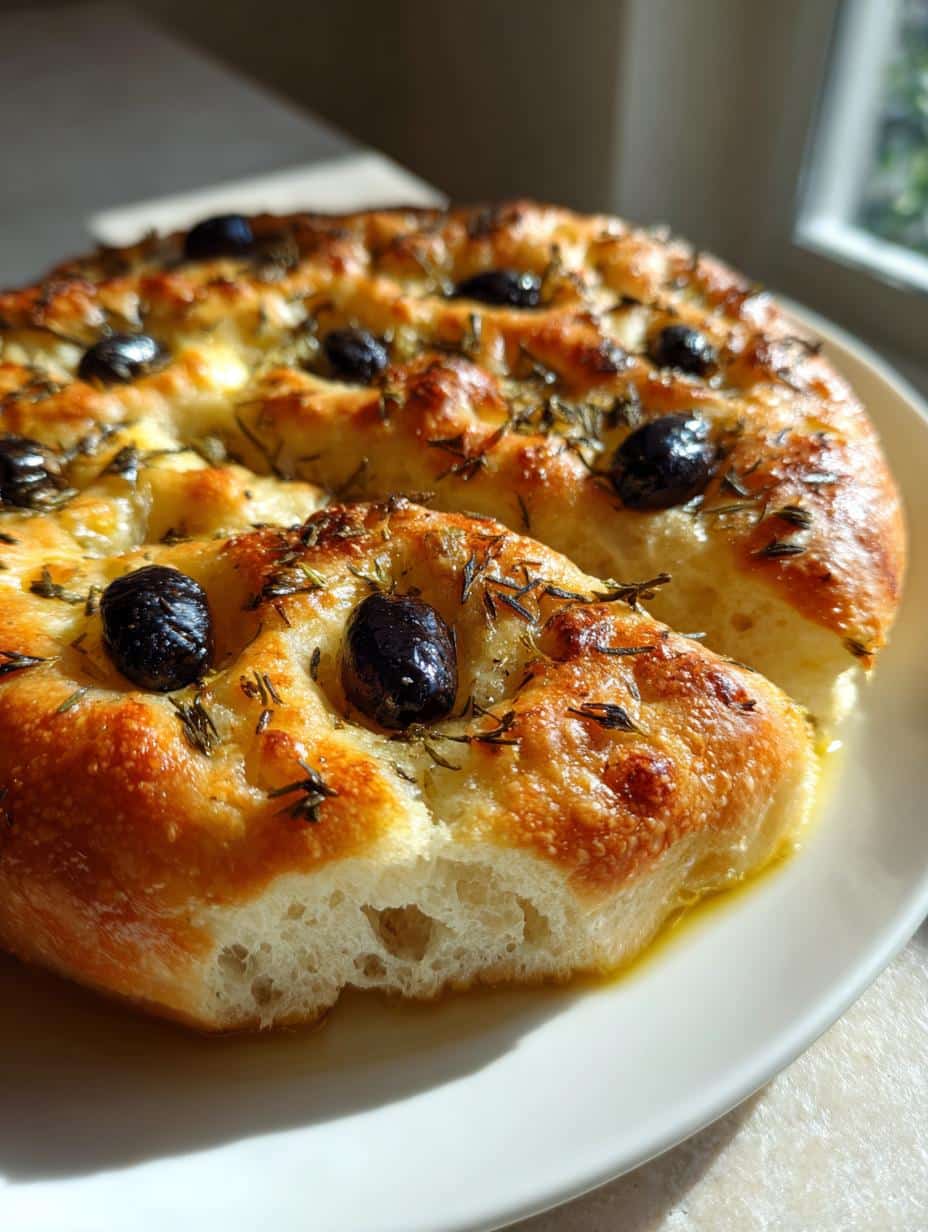 Focaccia aux olives et thym - detail 1