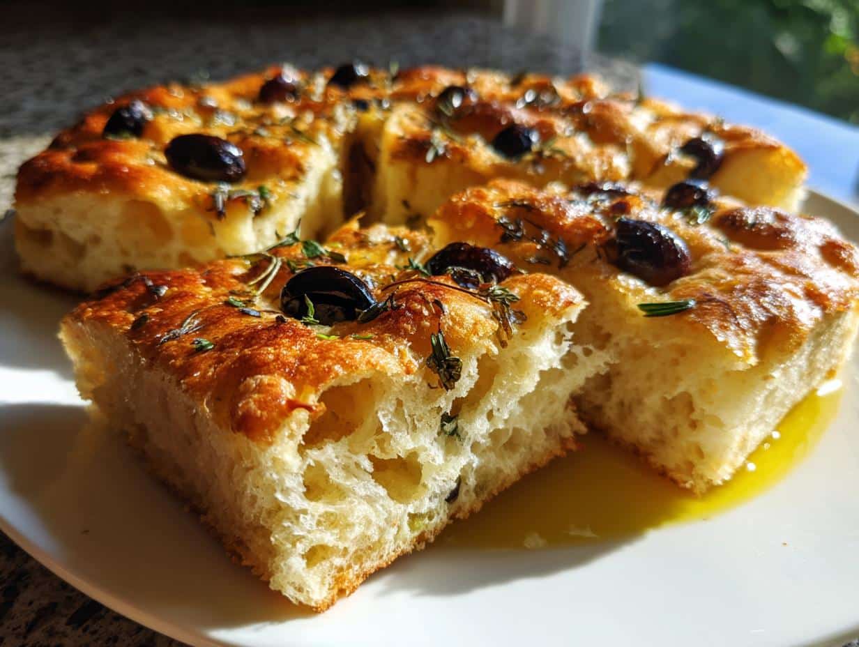 Focaccia aux olives et thym