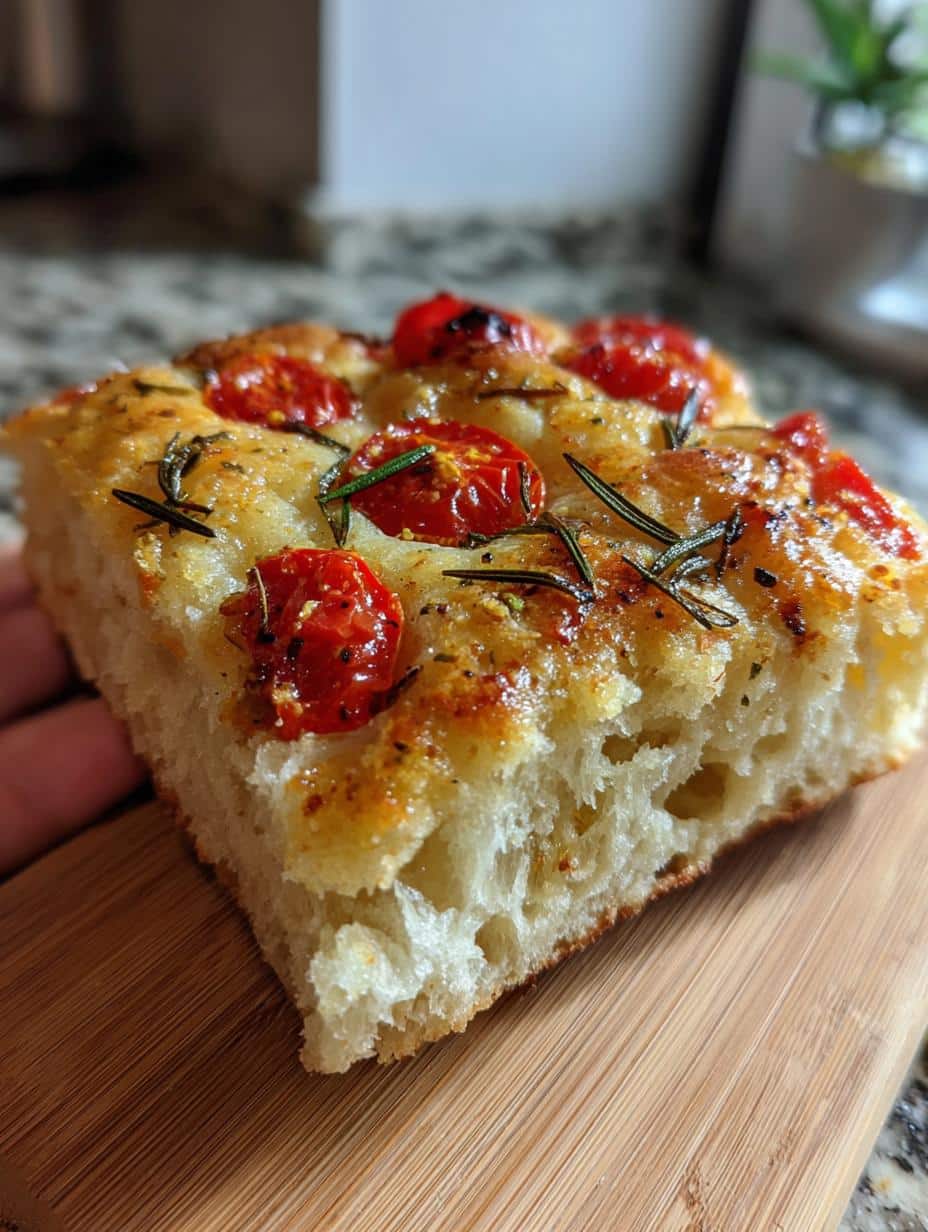 Focaccia aux tomates cerises et romarin - detail 1