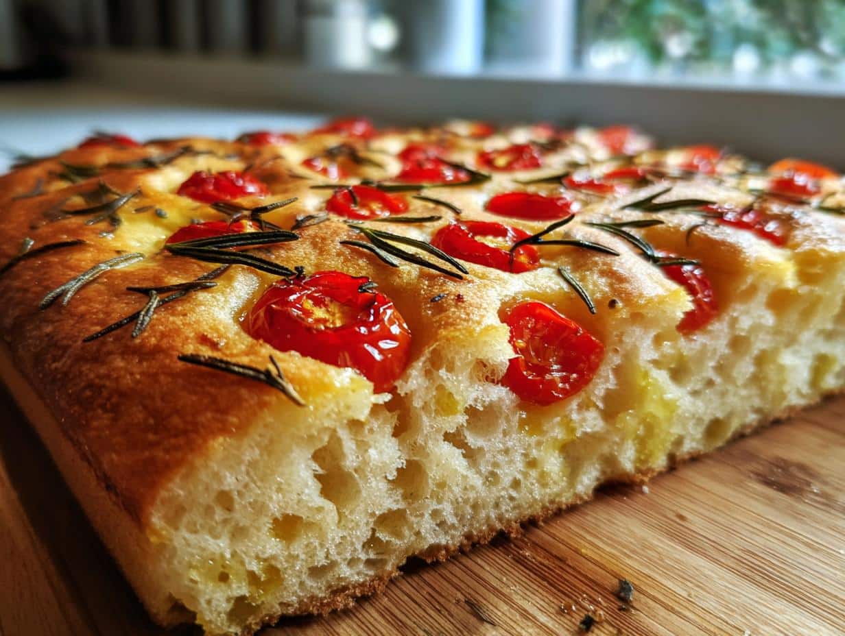 Focaccia aux tomates cerises et romarin