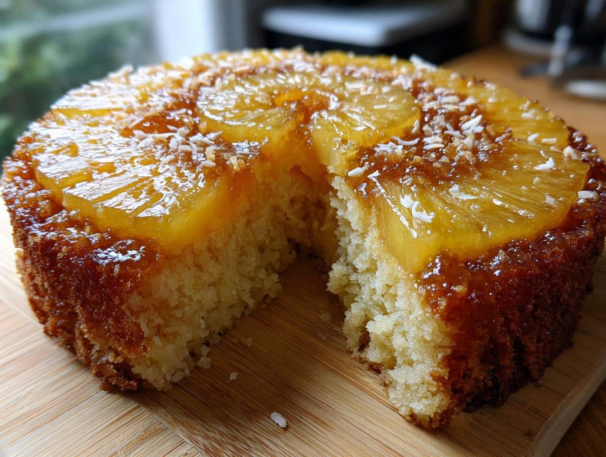 Gâteau renversé à l'ananas coco