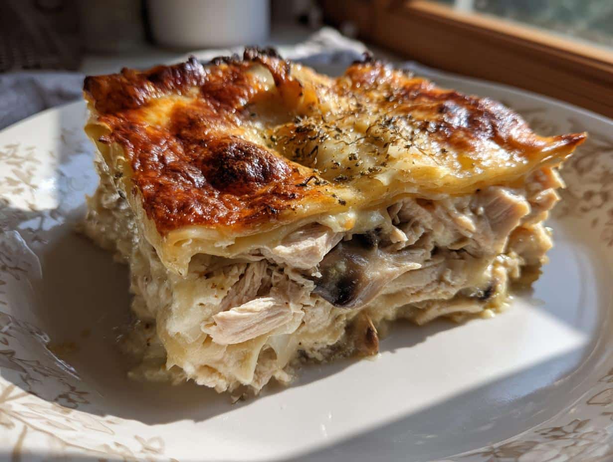Lasagnes blanches poulet-champignons