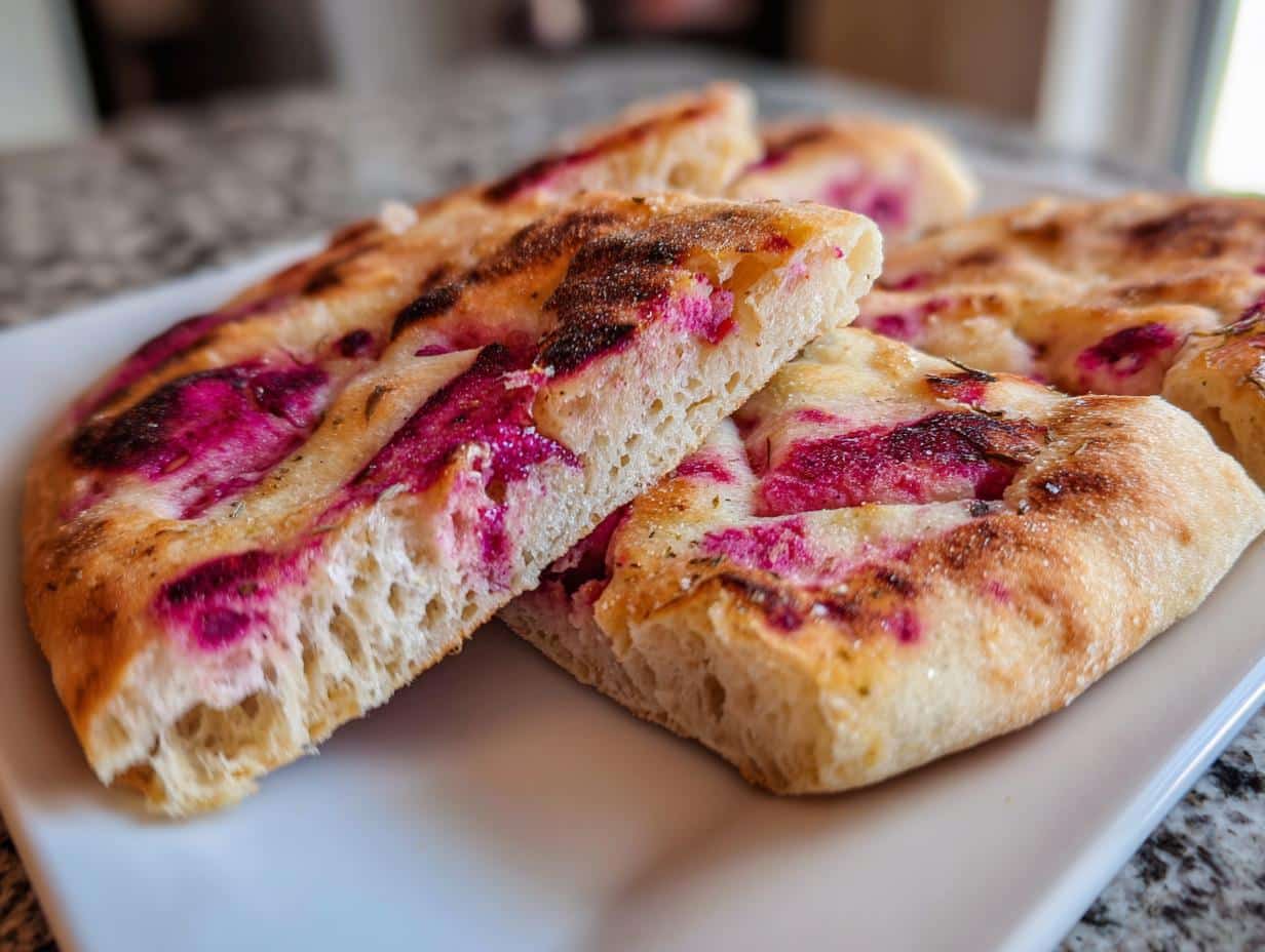 Pain plat à la betterave (coloré)