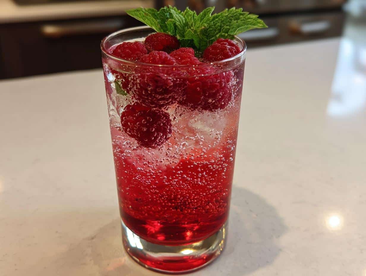 Soda maison à la framboise pétillant