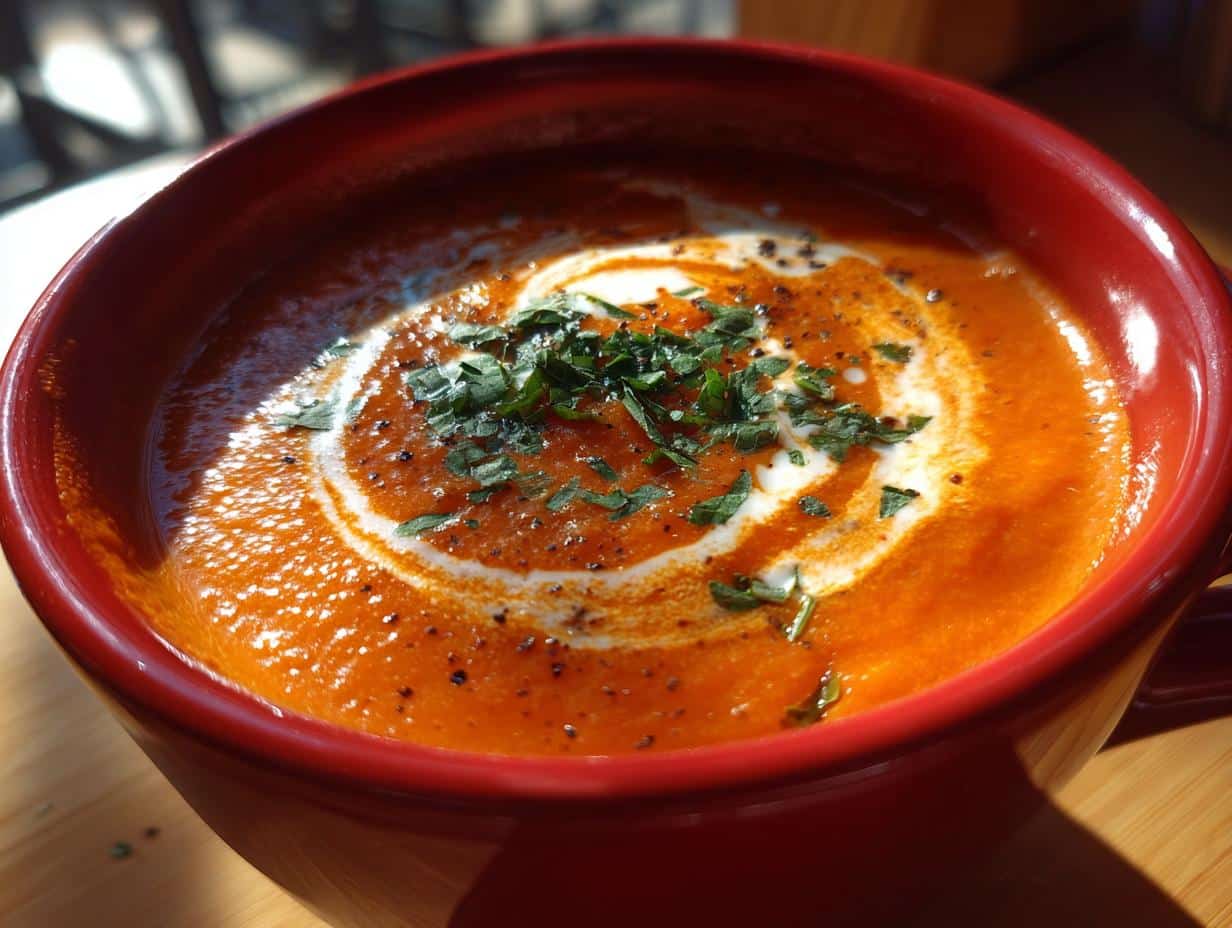 Soupe tomate-basilic crémeuse