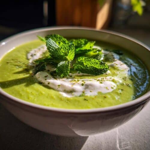 Velouté de petits pois à la menthe